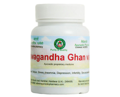 Ashwagandha ekstrakt Adarsh Ayurvedic, 40 gramy ~ 100 tabletek Ashwagandha ekstrakt Adarsh Ayurvedic, 40 gramy ~ 100 tabletek