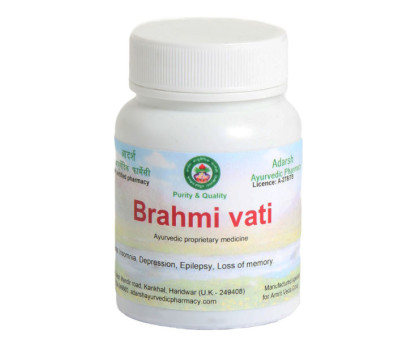 Brahmi vati Adarsh Ayurvedic, 40 gramm ~ 125 tabletten Brahmi vati Adarsh Ayurvedic, 40 gramm ~ 125 tabletten
