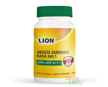 Arogyavardhini vati (Arogya Vardhani Rasa) Lion, 100 tabletek - 50 gramy Arogyavardhini vati (Arogya Vardhani Rasa) Lion, 100 tabletek - 50 gramy