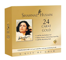 Kit 24 Carat Gold — Gold Plus Żel Rozświetlający + Krem Nawilżający + Gold Plus Maska Upiększająca + Peeling Anti-Age, 190 gramów