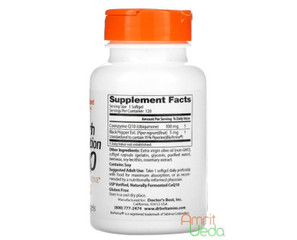 Coenzyme Q10 with BioPerine 100 mg Doctor's Best, 120 softgels Coenzyme Q10 with BioPerine 100 mg Doctor's Best, 120 softgels