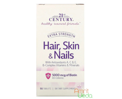Hair, skin and nails Extra strength 21st Century, 90 tablets Hair, skin and nails Extra strength 21st Century, 90 tablets