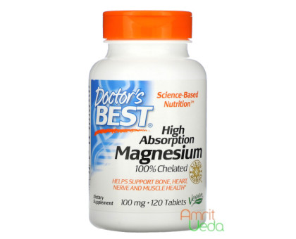 High absorption Magnesium 100% chelated with Albion minerals - 100 mg, 120 tablets Doctor's Best High absorption Magnesium 100% chelated with Albion minerals - 100 mg, 120 tablets Doctor's Best