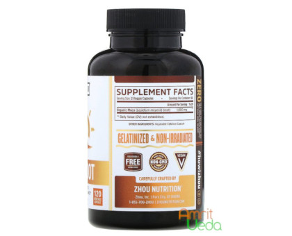 Peruvian Maca 1000 mg Zhou Nutrition, 120 capsules Peruvian Maca 1000 mg Zhou Nutrition, 120 capsules