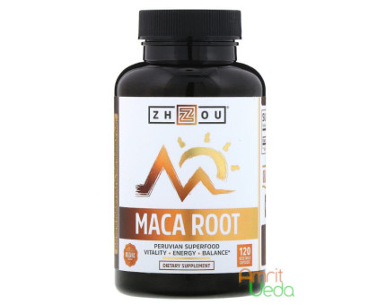 Peruvian Maca 1000 mg Zhou Nutrition, 120 capsules Peruvian Maca 1000 mg Zhou Nutrition, 120 capsules