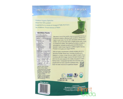 Spirulina pulver Earth Circle Organics, 113 gramm