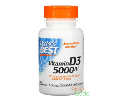 Vitamin D3 125 mcg - 5000 IU Doctor's Best, 180 softgels Vitamin D3 125 mcg - 5000 IU Doctor's Best, 180 softgels