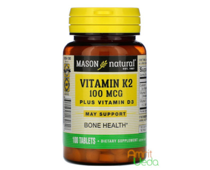 Vitamin K2 plus D3 Mason Natural, 100 tablets Vitamin K2 plus D3 Mason Natural, 100 tablets