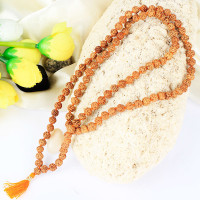 Rosary (mala) from white 
 rudraksha, 108 beads
