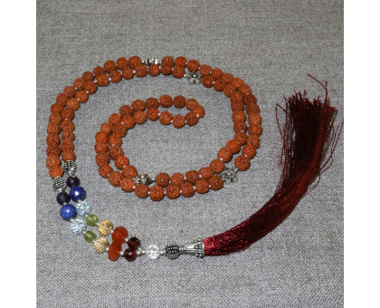Rosary from rudraksha , decorated with semiprecious stones and silver Rosary from rudraksha , decorated with semiprecious stones and silver