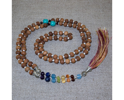 Rosary from tulasi , decorated with semiprecious stones and silver Rosary from tulasi , decorated with semiprecious stones and silver