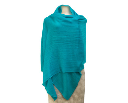 Pashmina shawl Aquamarine color Gana - Nepal, 100% cashmere Pashmina shawl Aquamarine color Gana - Nepal, 100% cashmere
