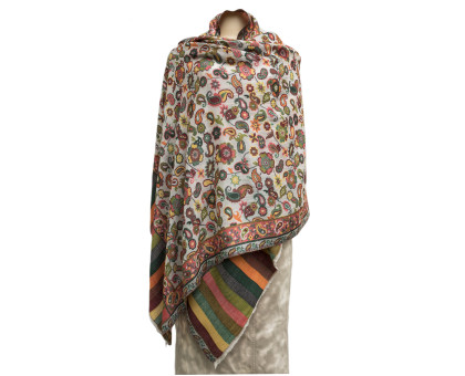 Pashmina shawl with woven pattern Gana - Nepal, 70% cashmere + 30% silk Pashmina shawl with woven pattern Gana - Nepal, 70% cashmere + 30% silk